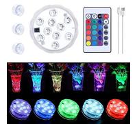 1 Pièces Lumières LED Submersibles Rechargeables avec Télécommande,Lampe LED étanche pour piscine avec ventouses,Lumière étanche USB multicolore pour baignoire,aquarium,fontaine,décoration de fête