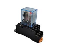 1 pièces MY4NJ 5A 14PIN bobine 4 avec Base de prise PYF14A DC12V 24V AC220V LED Micro relais électromagnétique électronique(DC12,Base)