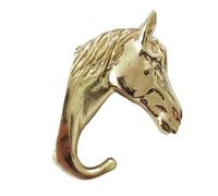 1 Pièces Patere Murale Crochet Mural En Forme De Tête De Cheval En Laiton Robuste Patère En Cuivre Pur Doré Brillant Pour Mur Pour Armoire Derrière La Porte Salle De Bain Chambre À Coucher(L 58 mm)