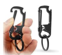 1 pièces Porte-clés, Porte-clés Multifonctions, Porte-clés Portable, Porte-clés en acier inoxydable, Avec de nombreuses fonctions telles que règle, clé hexagonale intérieure, ouvre - bouteille. (Noir)