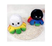 (1 pièces Réversible Noir Blanc) Paillettes Double Face Flip Réversible Poulpe En Peluche Jouet Vie