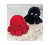 (1 pièces rouge noir) Double face Flip réversible poulpe en peluche vie Marine animaux en peluche poupée