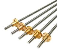 1 Pièces T6 Vis Mère Imprimante 3D, Pas 2mm Plomb 12mm Longueur 100mm-1000mm Vis Trapézoïdale En Acier Inoxydable Avec Écrou En Cuivre(500mm)