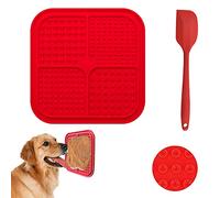 1 pièces Tapis à Lécher pour Chiens， 1 Spatule en Silicone,Tapis Lent Distributeur Chien avec Ventouse ，Chien de Lécher Coussin，Tapis à Lécher en Silicone .(Rouge)