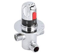 1 Pièces Vanne Thermostatique, Laiton Massif G1 / 2 Filetage Eau Chaude/Froide Vanne de Robinet de Contrôle de Température, 38 Bouton de Protection de Sécurité, pour Chauffe-Eau, Système de Douche