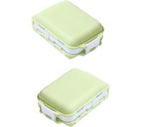 1 pilulier de voyage vert - 3 couches - 8 compartiments - Petit pilulier portable pour le bureau familial, les distributeurs de pilules personnels, les médicaments