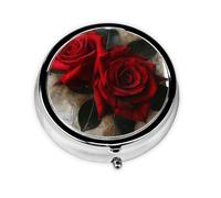 1 pilulier rond imprimé rose gothique avec 3 compartiments, mini pilulier portable pour médicaments, vitamines, huile de poisson, compléments