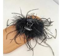 1 pince à cheveux à plumes pour femme, petite plume d'autruche, pinces à cheveux solides, antidérapantes, tendance, pinces à cheveux pour femmes et filles, épaisses, fines, noires