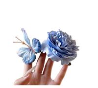 1 pince à cheveux papillon rose perle, accessoire de luxe rétro fleur bleue