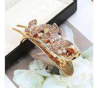 1 pince à cheveux pour femme - Avec strass - En métal - Grandes pinces à cheveux françaises - Antidérapantes - Élégantes - Pour femme - 9 x 3,5 cm - Papillon champagne doré