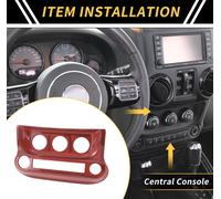 1 Piššce Cache De BoutonCommutation Climatisation Pour Console Pour Jeep Wrangler Jk Jku 2011-2017 A/C Cache PanneauClimatisation Motif Fibre Carbone Abs Rouge