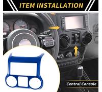 1 Piššce Garniture De Couverture De Console Centrale Pour Jeep Wrangler Jk Jku 2011-2017 Garniture De Couverture De Buse D'Air De Tableau De Bord Abs Bleu