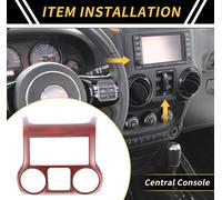 1 Piššce Garniture De Couverture De Console Centrale Pour Jeep Wrangler Jk Jku 2011-2017 Garniture De Couverture De Buse D'Air Du Tableau De Bord Motif Fibre De Carbone Abs Rouge