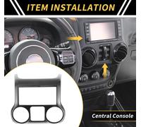 1 Piššce Garniture De Couverture De Console Centrale Pour Jeep Wrangler Jk Jku 2011-2017 Garniture De Couverture De Buse D'Air De Tableau De Bord Motif Fibre De Carbone Abs Noir