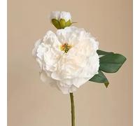 1 Pivoine Artificielle en Plastique De 49,8 Cm De Haut - Plantes Artificielles D'intérieur Presque Naturelles, Multicolores, Grandes, for Anniversaire, Cuisine, Salon, Bureau, Mariage(White,3Pcs)