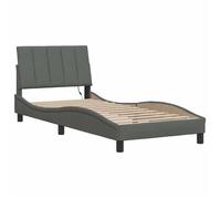 1 Place - Cadre de lit simple - VIDAXL - lumière LED intégrée - sans matelas - Hanko - gris foncé - 90x190 cm tissu FR_002515763