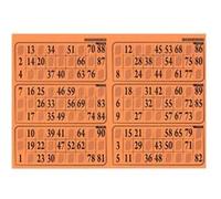 1 planche de 6 grilles de loto traditionnel - plaque rigide 1 mm pour usage frequent orange - kit accessoire soiree jeu bingo et carte
