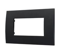 1 plaque, 4 modules/places, compatible avec Vimar Arke, noir noir, plaques rectangulaires carrées, plastique de haute qualité, 100% compatible avec les supports et les modules d'origine