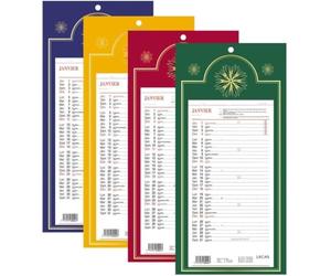 1 Plaque Calendrier bloc mensuel à feuillet 2027-12 mois: Janvier à Décembre 2027 - Format: 16 x 33 cm, fond Skytos, couleur aléatoire - Lecas