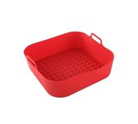 1 plaque de cuisson carrée en silicone double oreille for friteuse à air chaud, épaisse et résistante la chaleur, avec isolation thermique(1 1PC Red)