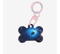 1 plaque d'identification double face en forme d'os de chien avec porte-clés pour animaux de compagnie