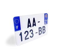 1 Plaque d'immatriculation Moto - plexi homologué - SIV 21x13 cm - résistance aux Chocs, aux intempéries et Anti UV - Made in France - Plaque Moto Pose avec Rivets