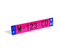 1 Plaque d'immatriculation Rose W Garage Voiture homologuée Extra Choc -SIV 52x11cm- Made in France- Plexi résistant aux intempéries et Anti UV pour Auto.
