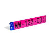 1 Plaque d'immatriculation Rose WW Voiture homologuée Extra Choc - SIV 52x11cm - Made in France - Plexi résistant aux intempéries et Anti UV pour Auto.