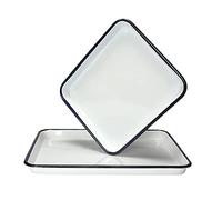 1 plateau vintage fabriqué à la main en émail blanc pour la maison, le four, plaque de cuisson carrée rétro (35 cm x 50 cm x 4 cm)