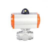 1" Pneumatic Ball Valve Three-Way T/L type Stainless Steel Female Thread Double Acting Pneumatic quick cut-off ball valves(L Type)