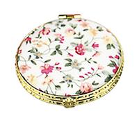 1 poche ronde pliable maquillage vintage double face imprimé floral, Blanc rond.
