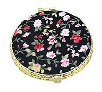 1 poche ronde pliable maquillage vintage double face imprimé floral, Rond - Noir