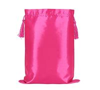 1 pochette de rangement en satin doux de 39,4 x 29,2 cm avec cordon de serrage pour extensions de cheveux, perruques et trames, conteneur cadeau portable pour utilisation à la maison, en salon, en