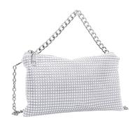 1 pochette de soirée en cristal argenté pour femme, sac à main en argent, sac à main en strass avec chaîne amovible, adapté pour les fêtes, les mariages et autres occasions, argent