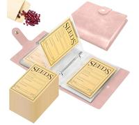 1 pochette en cuir rose avec 2 anneaux et 50 sachets de semences, sacs de graines de jardin, enveloppes de stockage de graines pour légumes, boîtes stockage semences, livre de collection de graines