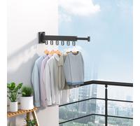 (1 pôle 30 cm) Séchoir à linge mural, cintre pliable, séchoir à linge rétractable pour l'intérieur et l'extérieur, porte-manteau peu encombrant, séchoir à linge rétractable