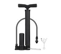 1 pompe à vélo avec 1 embout d'air supplémentaire, pompe à pneu portable, mini pompe à pied avec aiguille à air, convient pour vélo de route, VTT, hybride (noir)
