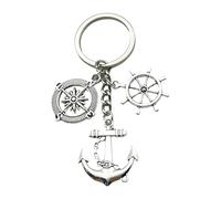 1 Porte-clés à Thème Maritime avec Ancre, Volant et Boussole - Cadeau Parfait pour les Amateurs de Voile