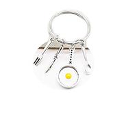 1 porte-clés avec pelle à œufs au plat, couteau et fourchette, pâtisserie, chef, chef, cuisinier, cadeau