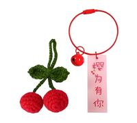 1 Porte-Clés Cerise Et 1 Anneau De Cloche, Porte-Clés Mignon, Porte-Clés Tissé À La Main, Porte-Clés Cadeau