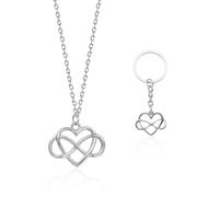 1 Porte-Clés Coeur De Pêche Et 1 Collier, Simple, Élé Et Polyvalent, Pendentif De Rangement Anti-Perte De adeau Commémoratif D'Amitié.