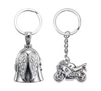 1 Porte-Clés De Cloche, 1 Porte-Clés De Moto, Boucle De Cloche D'Aile D'Ange, Pendentif De Cloche De Moto, Cloche À Vent Rétro Punk, Cloche D'Équitation Porte-Bonheur.
