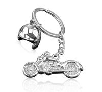 1 porte-clés en métal argenté pour casque de moto - Mini porte-clés en forme de moto - Convient pour sacs, clés, téléphone portable (argent), argenté, no