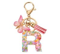 1 porte-clés en résine en forme de papillon en forme de lettre majuscule pour sac à main, portefeuille, clés, ornements, cadeau