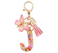 1 porte-clés en résine en forme de papillon en forme de lettre majuscule pour sac à main, portefeuille, clés, ornements, cadeau