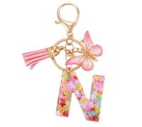1 porte-clés en résine en forme de papillon en forme de lettre majuscule pour sac à main, portefeuille, clés, ornements, cadeau