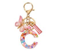 1 porte-clés en résine en forme de papillon en forme de lettre majuscule pour sac à main, portefeuille, clés, ornements, cadeau