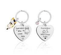 1 Porte-Clés Pendentif Chat, 1 Porte-Clés En Pierres Précieuses, Porte-Clés En Acier Inoxydable, Porte-Clés Gravé Pour Chat, Porte-Clés Amusant Pour Chat, Cadeau Pour Les Amoureux Des Chats