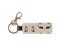 1 porte-clés rectangulaire en cuir, porte-clés, mini pendentif artisanal,Border Collie Race de chien de base mixte Border