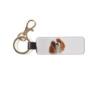 1 porte-clés rectangulaire en cuir, porte-clés, mini pendentif artisanal,Cavalier King Charles Spaniel